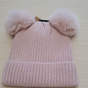 Charming Pink Double Pom-Pom Kids Beanie